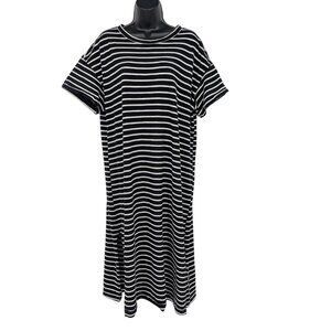 Old Navy Striped Midi Shirt Dress Women Size XL Casual Minimalist Coastal Comfy